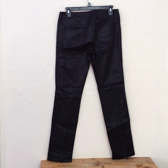 Kate Moss x Topshop Black Faux Leather Skinny Moto Retro Skinny Pants Size 6 - Picture 12 of 16